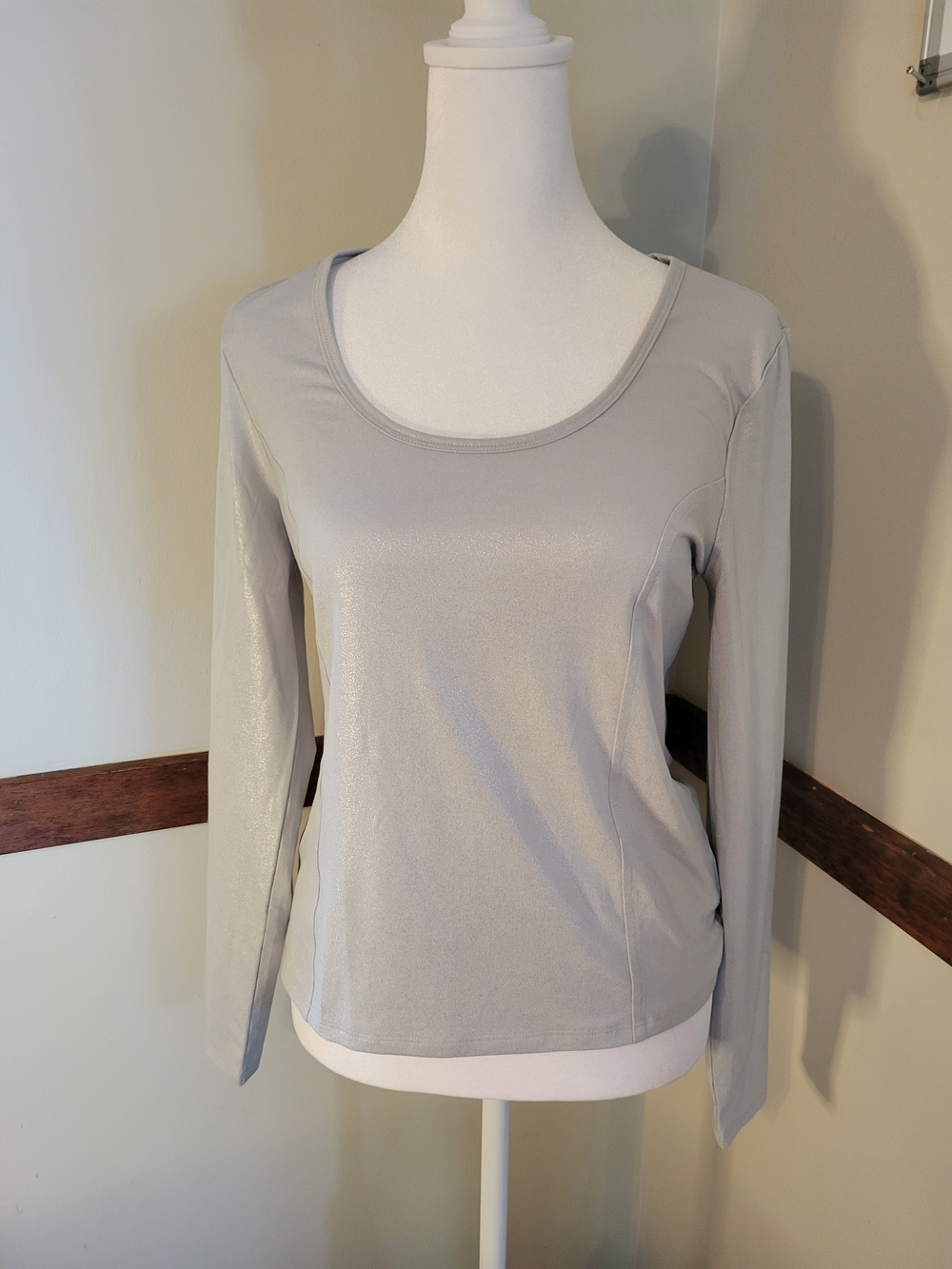 GAP Light Gray Long Sleeve Scoop Neck Top